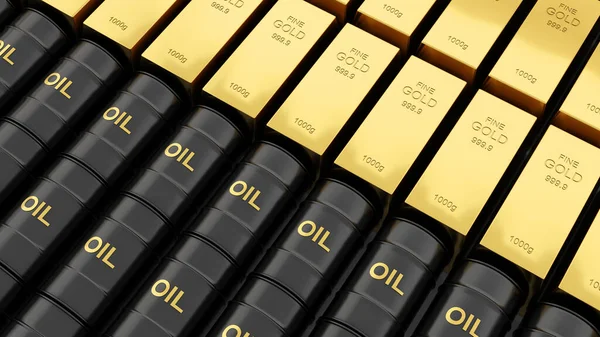 Oil Tank Gold Commodity Products Comparison Gold Oil Investment Economy — Stockfoto