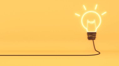 Görselleştirme kavramı bilgelik ve yaratıcılık getirir, sarı arka planda yaratıcı düşünme görüntüleri, üç boyutlu görüntüleme