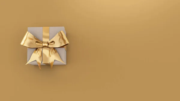 Golden Gift Box Festival Celebration Golden Christmas Gift Box Gold — Stockfoto