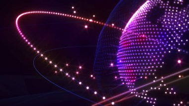 Resim iletişim ağı dünya görüntü hologramı, ağ resmi bilgisayar bilimi, sistem bağlantısı bilimsel, yörünge ağı, 3d illüstrasyon, 3d oluşturma