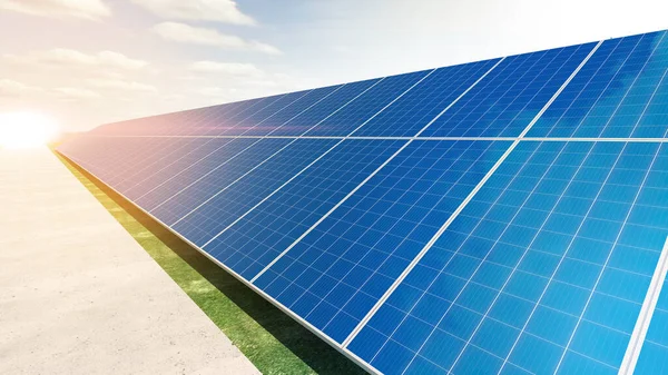Zdjęcie Nowej Energii Słonecznej Elektrowni Alternatywna Energia Czysta Energia System — Zdjęcie stockowe