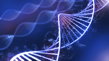DNA yapısının kavramsal arkaplan çizimi, yaşam için genetik düzenleme teknolojisi, 3D görüntüleme