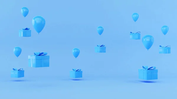Blue Gift Background Floating Balloons Awards Festival Celebrations Birthday Parties — Stockfoto