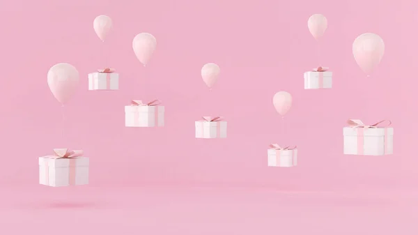 Pink Gift Background Floating Balloons Awards Festival Celebrations Birthday Parties — Stockfoto