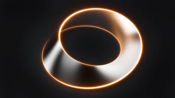 Mobius Strip Shape Using Silver Material Line Neonline Black Background — Fotografia de Stock