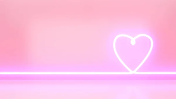 Neon Light Heart Pink Background Image Mockup Product Presentation Rendering — 스톡 사진