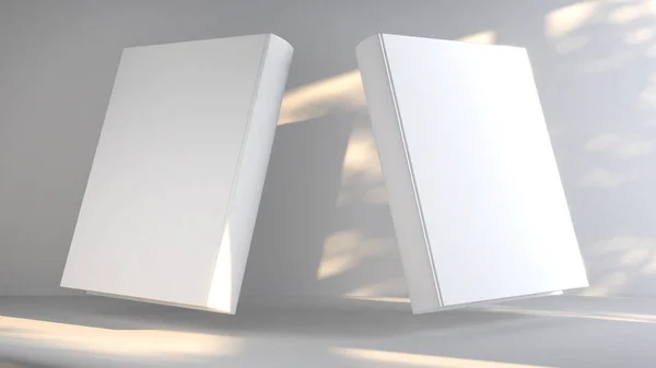 Modelo Capa Livro Branco Com Páginas Dianteiras Traseiras Colocadas Uma — Fotografia de Stock
