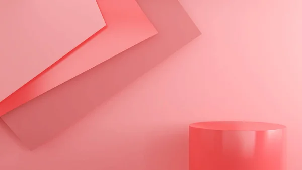 Червона Підставка Червоному Тлі Подіум Презентації Продукту Рендеринг — стокове фото