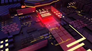 Bilgisayar işleme işi bir güvenlik alarmına bildir. Bilgisayar sistemi uyarısı, uyarı sistemi hacklendi, 3d oluşturuldu