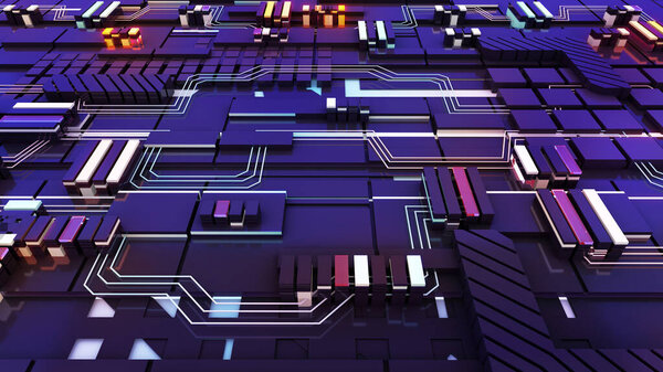 Абстрактный образ концепции технологии будущего, технологические картины будущего, научная фантастика, 3D рендеринг