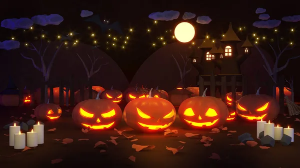 Halloween Festival Background Image Halloween Holidays Pumpkin Devils Rendering — ストック写真