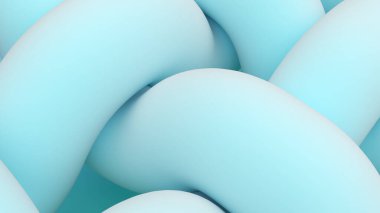 Canlandırılmış çizgilerin soyut arkaplan çizimi, yumuşak mavi çizgilerin bir koordinasyonu, 3D görüntüleme