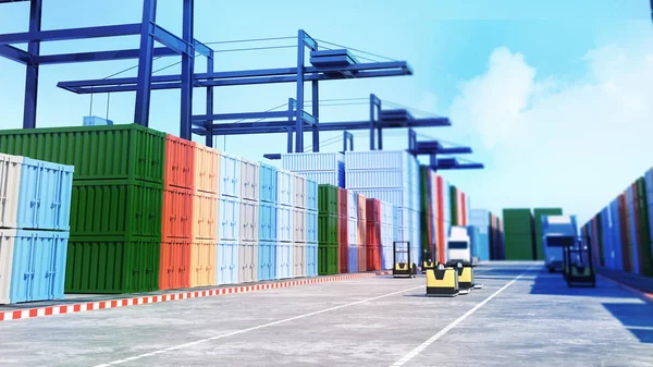 Container Terminals Port Container Shipping Large Cargo Port Cargo Ports — Foto de Stock