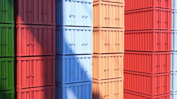 Viele Bunte Container Hintergrundbild Von Bunten Containern Schiffscontainer Hafen Rendering — Stockfoto