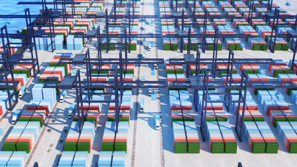 Distributing Goods Port Transport Containers Container Car Container Transport Rendering — Stok fotoğraf