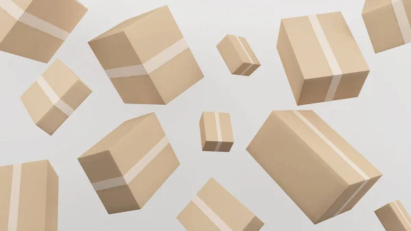 Bulk Parcel Boxes White Background Parcel Delivery Rendering —  Fotos de Stock