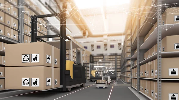 Robotic Transportation Cargo Handling Automation Product Management Warehousing Technology Connections — Stock Photo, Image
