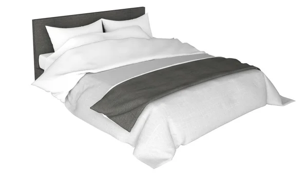 Μεμονωμένο Κρεβάτι Λευκό Φόντο Κρεβάτι Για Υπνοδωμάτιο Λευκό Φόντο Λευκό — Φωτογραφία Αρχείου