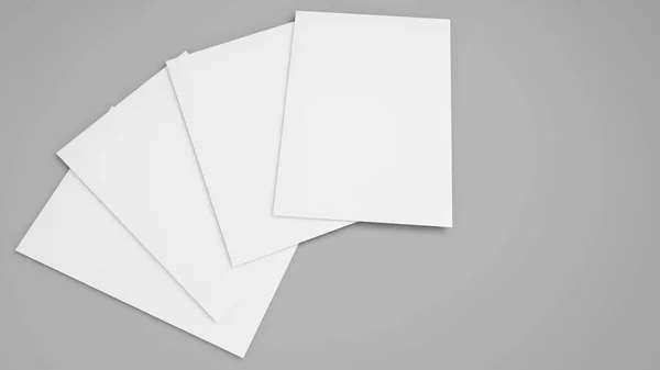 灰色背景空白纸 空白肖像A4 孤立灰色背景模型 3D渲染 — 图库照片