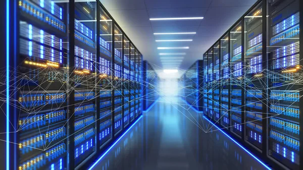 Large Storage Center Data Center Data Connectivity Technology Data Center — Stockfoto