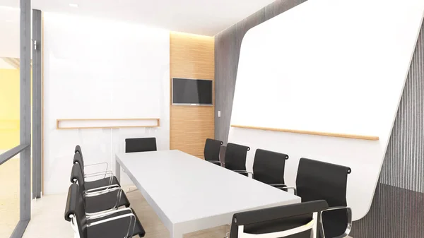 Meeting Room Office Conference Room Furniture Board Mock Rendering — Zdjęcie stockowe