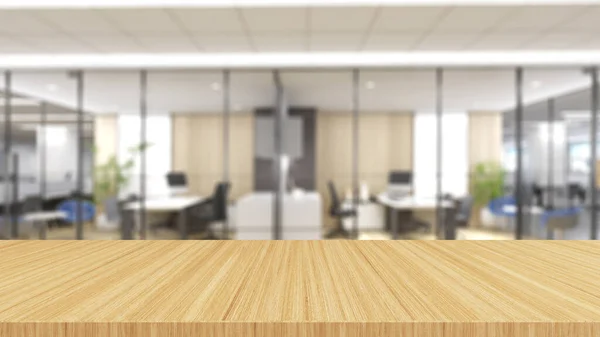 Wood Desk Blurry Office Background Mock Rendering — Zdjęcie stockowe