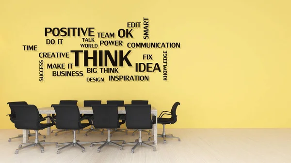 Idea Graphic Conference Table Yellow Background Optimistic Thoughts Presenting Constructive — Stock fotografie