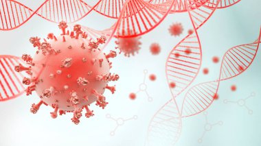 Mutant virüsüne yakın çekim, Coronavirus 2019-nCov ve influenza virüsü, Corona virüsü mutasyonu, 3D