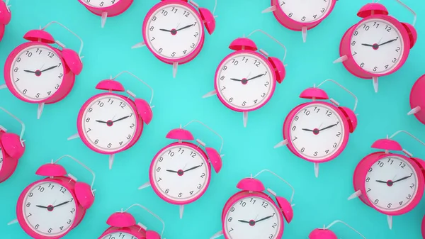 Pink Alarm Clock Blue Background Rendering — Fotografia de Stock