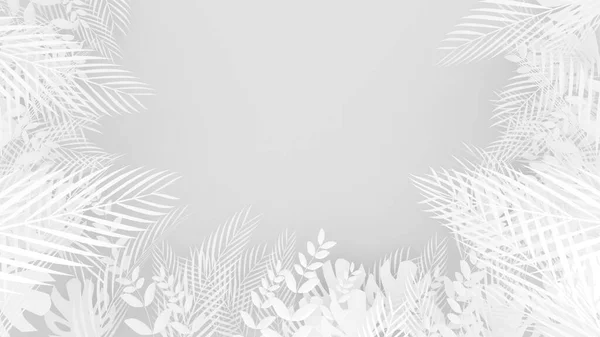 Фоні Ботанічного Листя Рама Білого Листя Візуалізація — стокове фото
