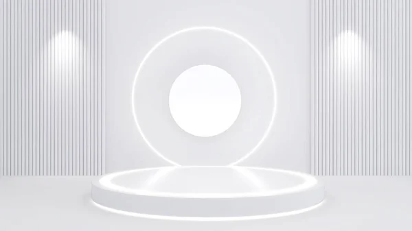 White stand on a white background,mock up podium for product presentation,3D rendering