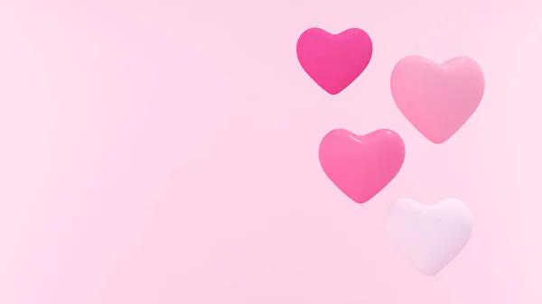 Heart Shape Pink Background Valentine Day Rendering — Stockfoto