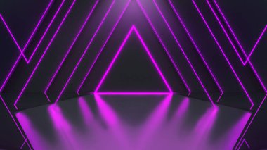 Soyut arkaplan teknolojisi mor neon ışık arkaplan, ürün sunumu için podyumu taklit et, 3D görüntüleme