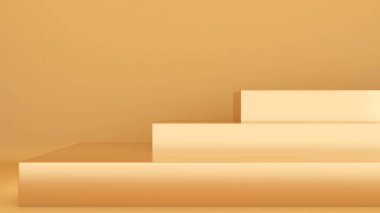 Altın kare basamak şablonu, ürün sunumu için podyum oluşturun, 3D görüntüleme