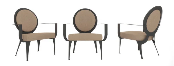 Klassischer Stuhl Aus Schwarzem Eisen Sessel Auf Weißem Hintergrund Draufsicht — Stockfoto
