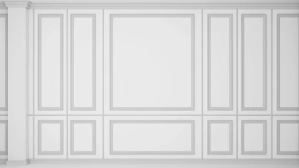 Wall panel decorative in modernclassic style,classic pattern white on white wall,3d rendering