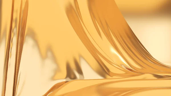 Gold Fabric Curtain Abstract Background Golden Curtain Rendering — ストック写真