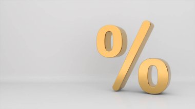 On a white background, a business finance % interest chart is shown.,gold font percent,3D rendering
