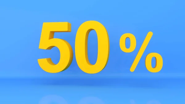 Number Fifty Percentage Blue Background Rendering — Stock fotografie