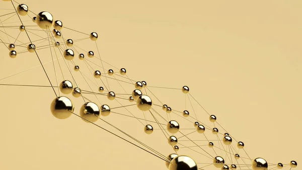 Gold Molecules Gold Background Rendering — Stockfoto