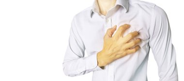 heart disease in working men,men's health care,isolaed on white background