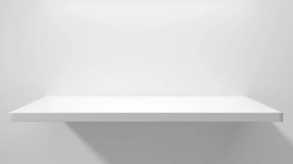 Weißes Regal Auf Weißem Hintergrund Mit Gleißendem Licht Darstellung — Stockfoto