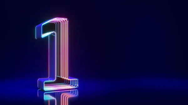 Number One Sci Style Neon Lights Dark Blue Background Rendering — 图库照片