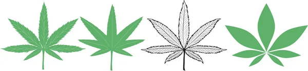 Green Cannabis Leaves Isolated White Background Marijuana Hemp Icon Cannabis — ストックベクタ