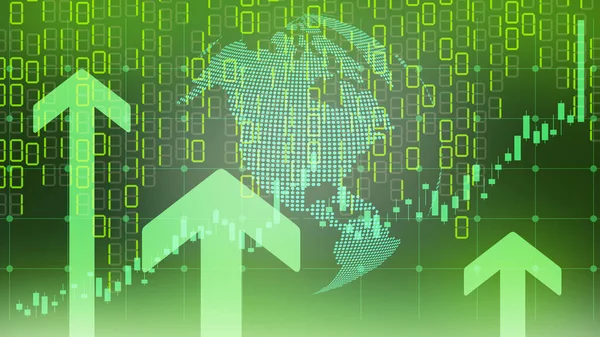 Bull market stock chart on green background,stock market up,business finance and investment