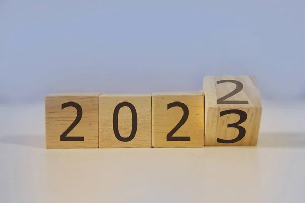 Goals Moving Forward 2023 Road Next Numbers Wooden Box Blue — Stock Photo, Image