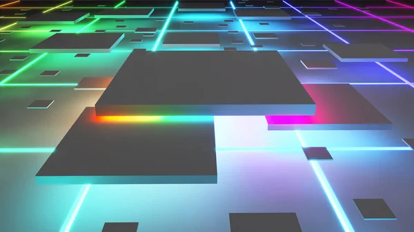 Abstract Background Square Shape Neon Light Geometric Background Square Shape — Stok fotoğraf
