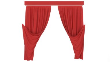 red curtains on a white background,3d rendering