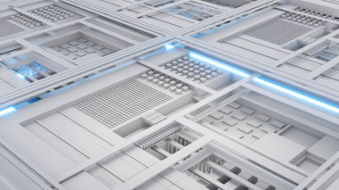 Soyut fütüristik bilim kurgu yapısı arka plan, nanoteknoloji yapısı, nanoteknoloji işlem çipi yapısı, 3D görüntüleme