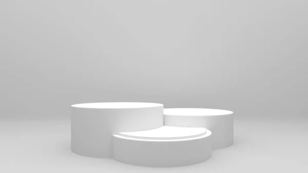 White Stand White Background Mock Podium Product Presentation Rendering —  Fotos de Stock